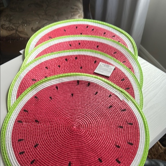 Amscan Other - NWT  Watermelon 🍉 ROUND Placemats - Red and Green SET OF 4